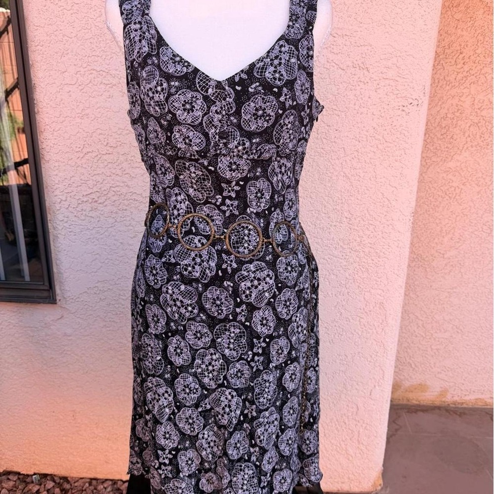 Ann Taylor black & white floral midi dress.